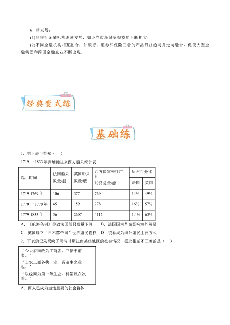 专题09人类社会的商业贸易与日常生活（原卷版）-备战2023年高考历史一轮复习考点微专题（新高考地区专用）_07高考历史_新高考复习资料_2023年新高考复习资料