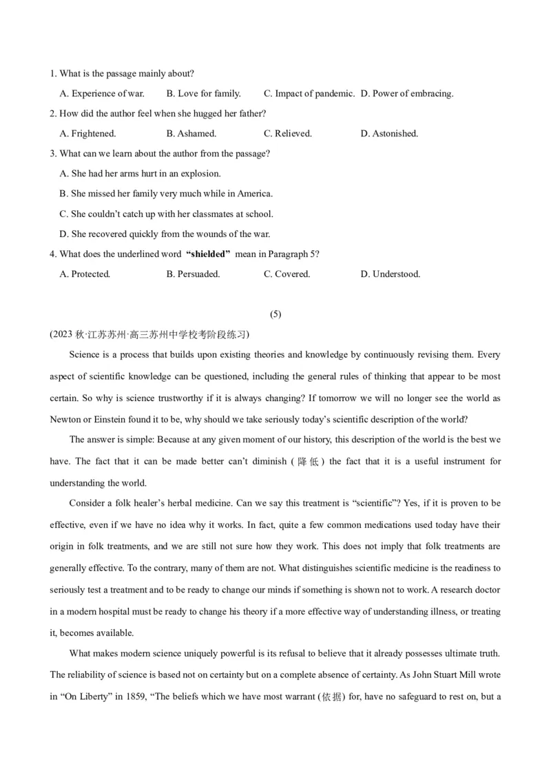 专题1.4阅读理解议论文（考情分析真题回顾最新模拟试题）（原卷版）_03高考英语_新高考复习资料_2024年新高考资料_二轮复习资料_第一部分阅读理解