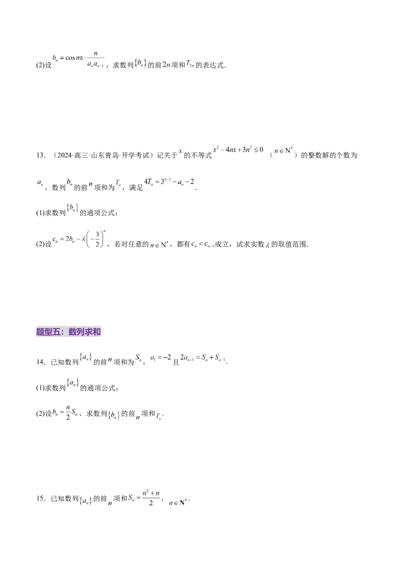 专题11数列的通项公式、数列求和与综合应用策略（练习）（原卷版）_02高考数学_2025年新高考资料_二轮复习_01高考语文等多个文件