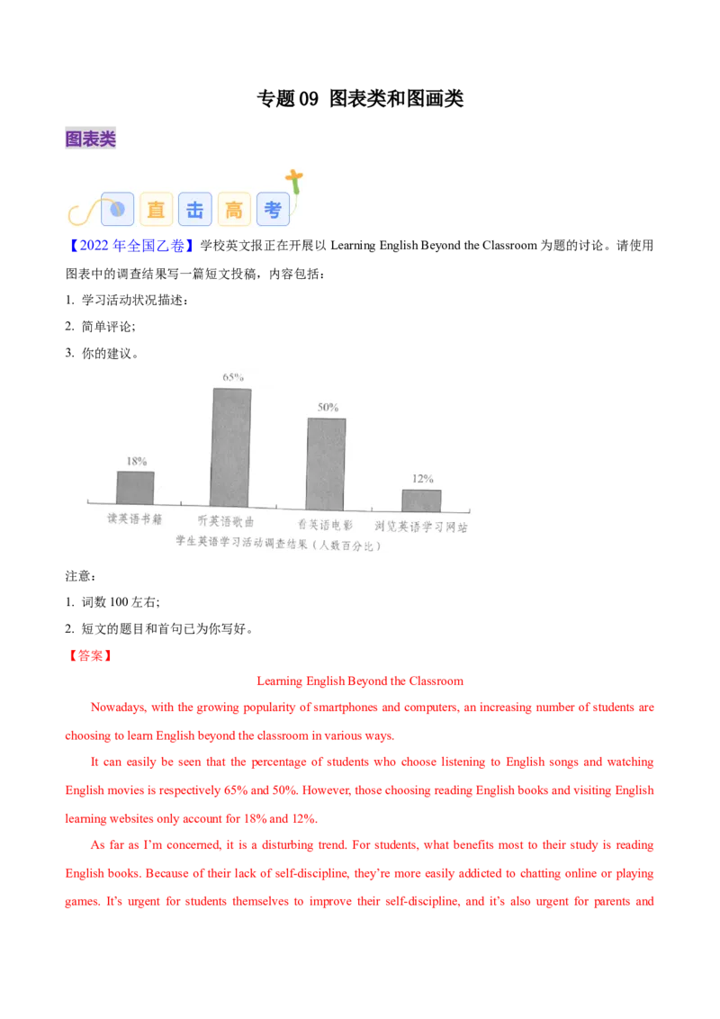 专题09图画类和图表类（解析版）_03高考英语_2025年新高考资料_二轮复习_高分&middot;技能2025年高考英语写作常考题型全面突破334908819