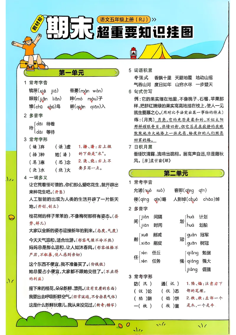 五年级语文人教版上册25秋《教材帮》期末知识挂图_25秋《教材帮练习帮》系列_25秋1-5年级语文上册《教材帮》（完整版）_五年级语文人教版上册25秋《教材帮》