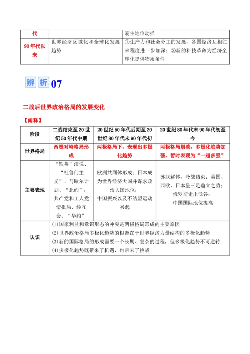 专题11++第二次世界大战后：世界多元文明的竞争与发+-2025年高考历史一轮复习知识清单_07高考历史_2025年新高考资料_一轮复习_2025年高考历史一轮复习知识清单（完结）