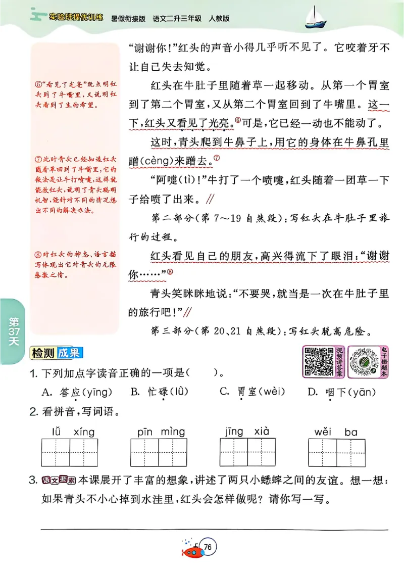 25年《实验班提优训练暑假衔接》语文2升3_25秋《实验班》系列_25版实验班语数英人教北师大苏教译林《暑假衔接》_实验班暑假衔接语文25年
