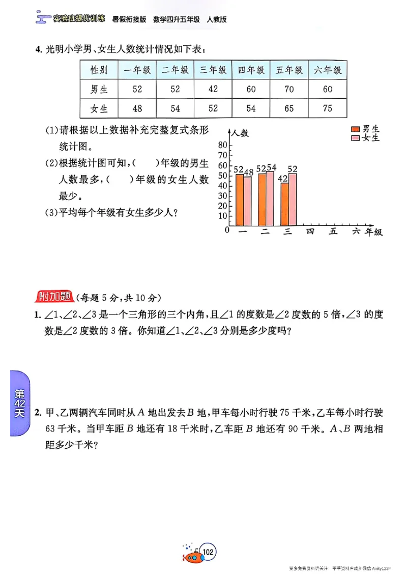 25版《实验班提优训练暑假衔接》人教数学4升5_25秋《实验班》系列_25版实验班语数英人教北师大苏教译林《暑假衔接》_实验班暑假衔接人教25年