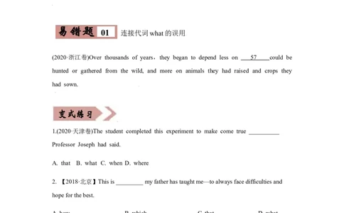 专题10名词性从句-备战2022年高考英语考试易错题(学生版）_03高考英语_2024年新高考资料_1.2024一轮复习_赠备战2022年高考英语考试易错题