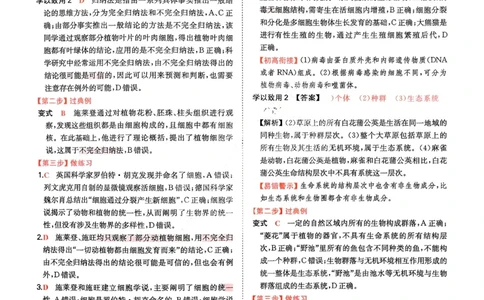 2025秋《一本&bull;初升高预备新高一》生物解析册_25秋《一本》系列_25版一本系列_一本预备新高一语数英物化生25年