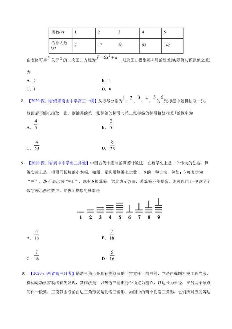 专题09概率与统计&mdash;&mdash;2020年高考真题和模拟题文科数学分项汇编（学生版）_02高考数学_新高考复习资料_2022年新高考资料_2022年一轮复习各版本_1.新高考2022年高考数学一轮复习