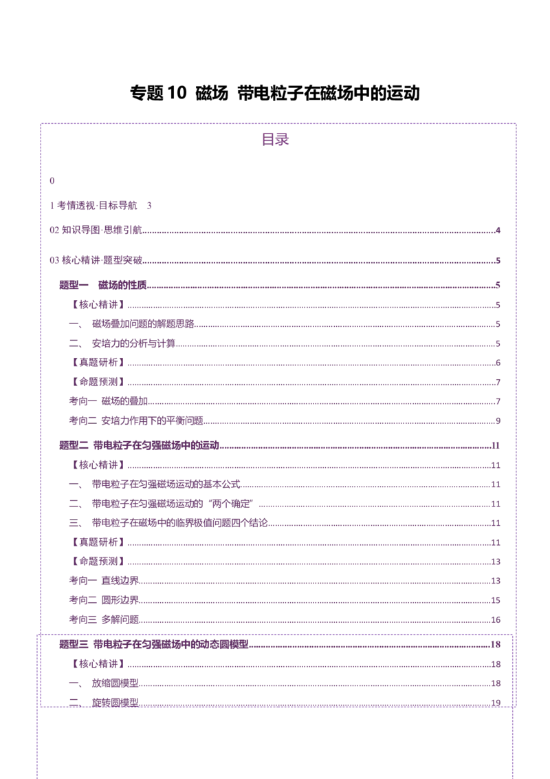 专题10磁场带电粒子在磁场中的运动（讲义）（解析版）_03高考英语_2025年新高考资料_二轮复习_01高考语文等多个文件_上好课2025年高考物理二轮复习讲练测（新高考通用）