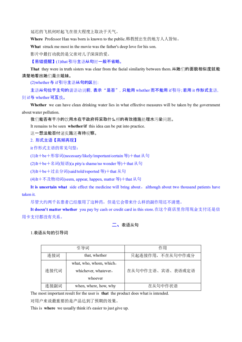 专题11名词性从句（讲义）（原卷版）_03高考英语_新高考复习资料_2024年新高考资料_二轮复习资料_2024年高考英语二轮复习讲练测（新教材新高考）_第一部分语法知识