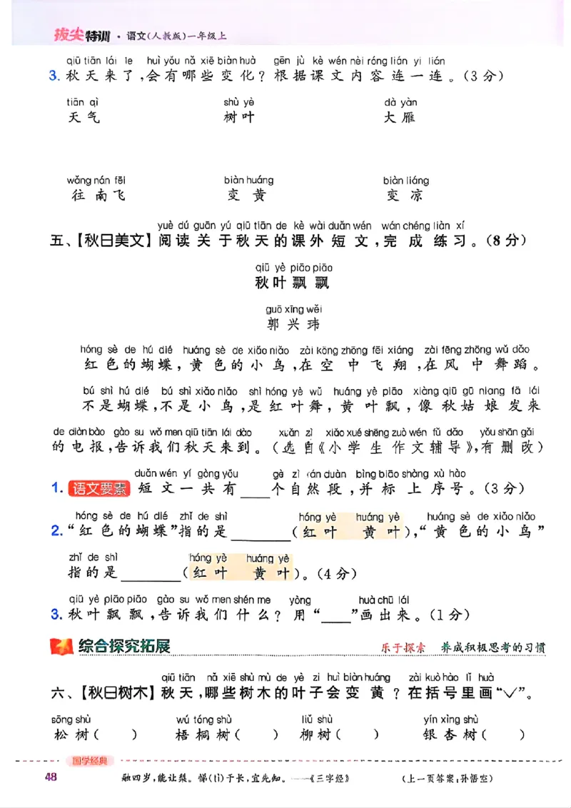 一年级语文人教版上册25秋《拔尖特训》_25秋《拔尖特训》小学语数英各版本_1-6年级语文人教版上册25秋《拔尖特训》_一年级语文人教版上册25秋《拔尖特训》