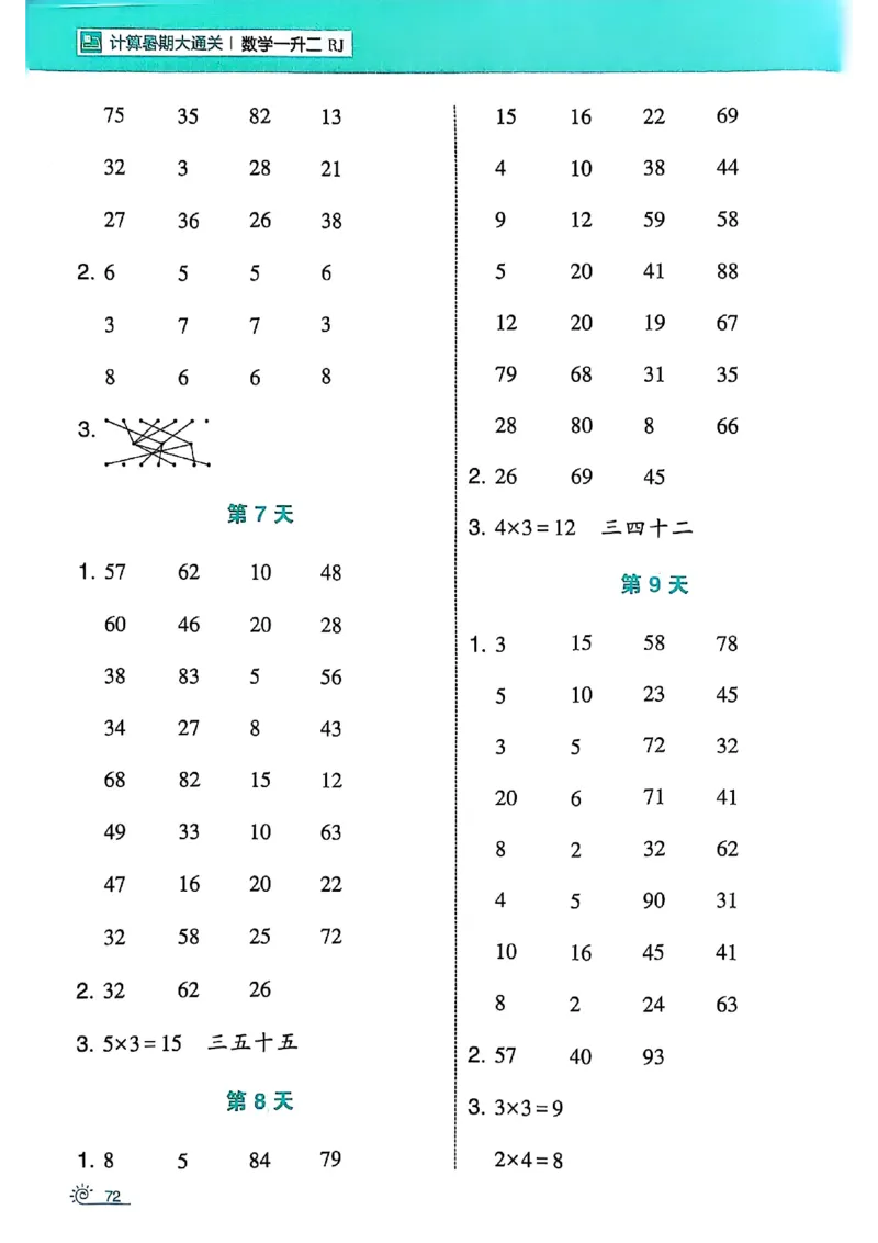 25学霸暑假一升二计算大通关人教_25秋《学霸的暑假计算大通关》_25年1-6年级数学人教版《学霸的暑假计算暑期大通关》_一升二