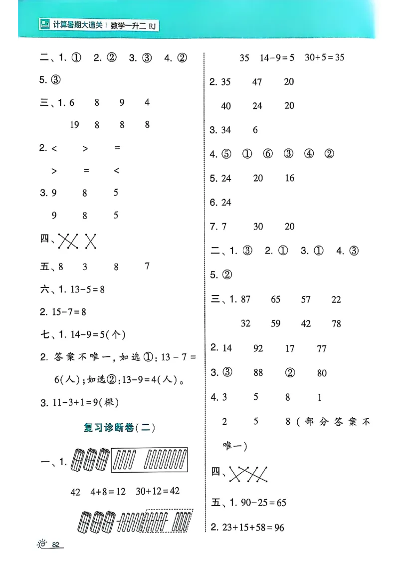 25学霸暑假一升二计算大通关人教_25秋《学霸的暑假计算大通关》_25年1-6年级数学人教版《学霸的暑假计算暑期大通关》_一升二