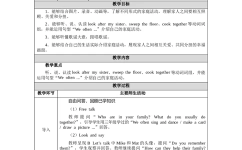 Unit1Lesson5_4上-新英语人教PEP版（2025持续更新）_04教案+教学计划_教案（表格）