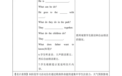 Unit5第6课时PartBReadandwrite&PartC(教学设计)_4上-新英语人教PEP版（2025持续更新）_01.英语4上-教案+PPT课件+学习任务单+练习第1套齐全_2教案