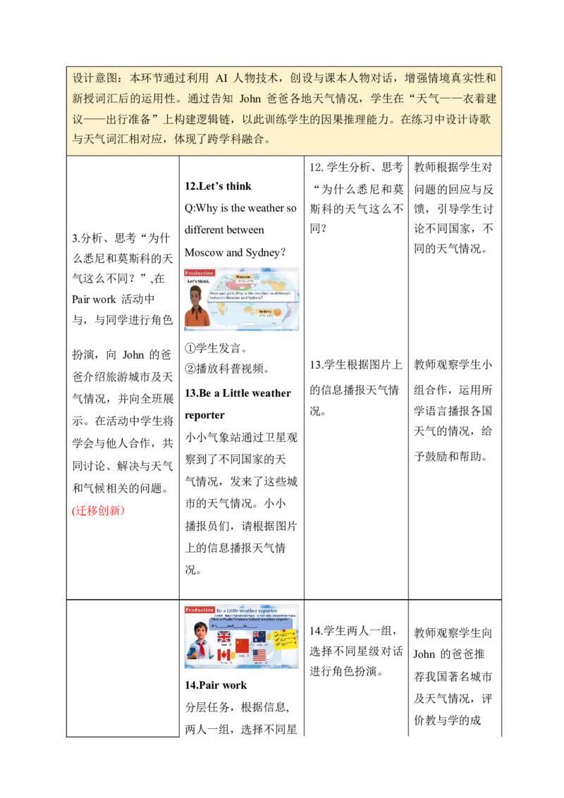 Unit5Theweatherandus单元整体教学设计表格式（5课时）_4上-新英语人教PEP版（2025持续更新）_04教案+教学计划_表格式单元整体教学设计