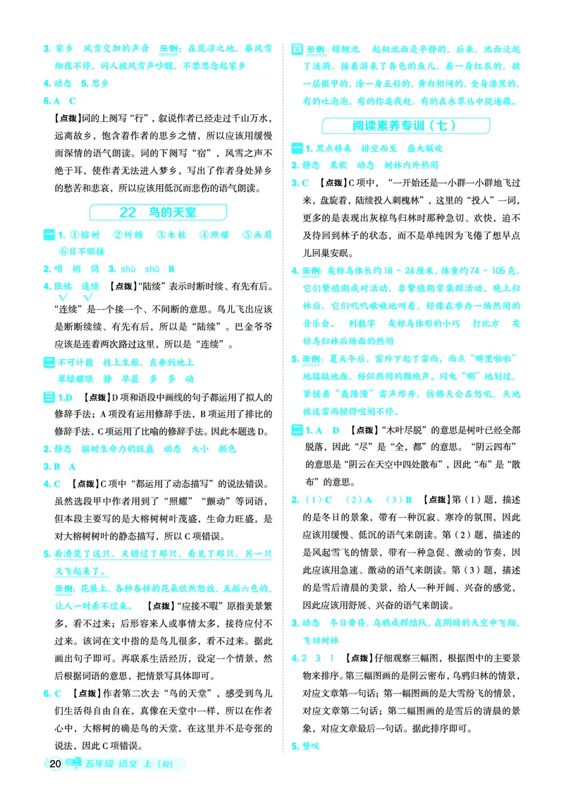 25秋典中点五年级语文上（R版）答案_25秋《典中点》系列_25秋1-6年级语文上册《典中点》（抢先版）