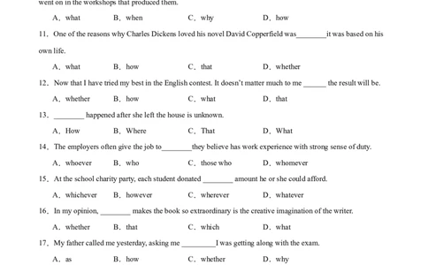 专题11名词性从句（练习）（原卷版）_03高考英语_新高考复习资料_2024年新高考资料_二轮复习资料_2024年高考英语二轮复习讲练测（新教材新高考）_第一部分语法知识
