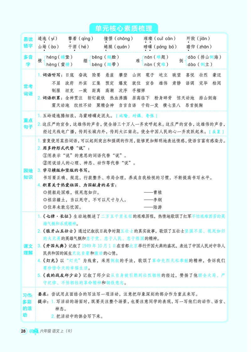 25秋典中点六年级语文上（R版）_25秋《典中点》系列_25秋1-6年级语文上册《典中点》（抢先版）
