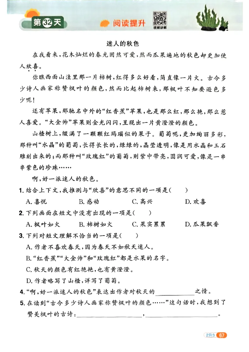 25版《阳光同学暑假衔接》语文2升3-副本_25秋《阳光同学》系列_25年1-6年级语文《阳光同学语文暑假衔接》_2升3