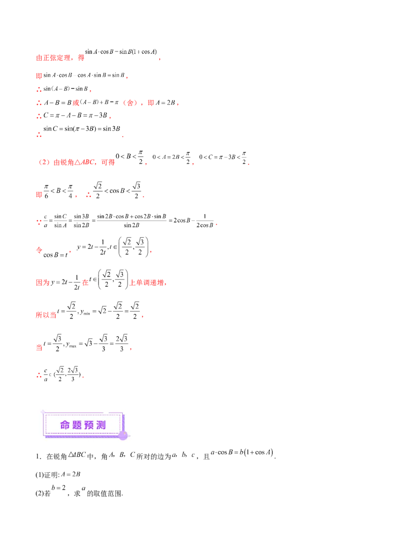 专题10正余弦定理在解三角形中的高级灵活应用与最值问题（讲义）（解析版）_02高考数学_2025年新高考资料_二轮复习_01高考语文等多个文件