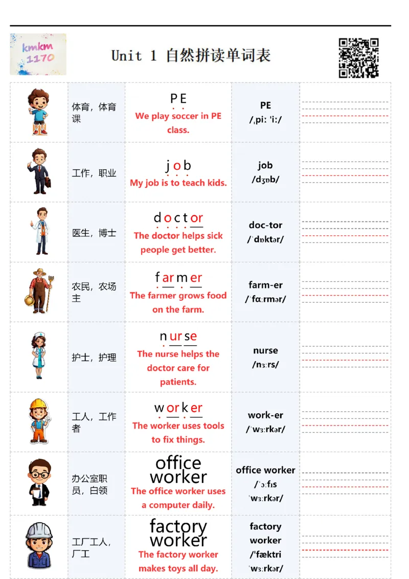 自然拼读单词表_4上-新英语人教PEP版（2025持续更新）_08单词表+字帖等_合并版