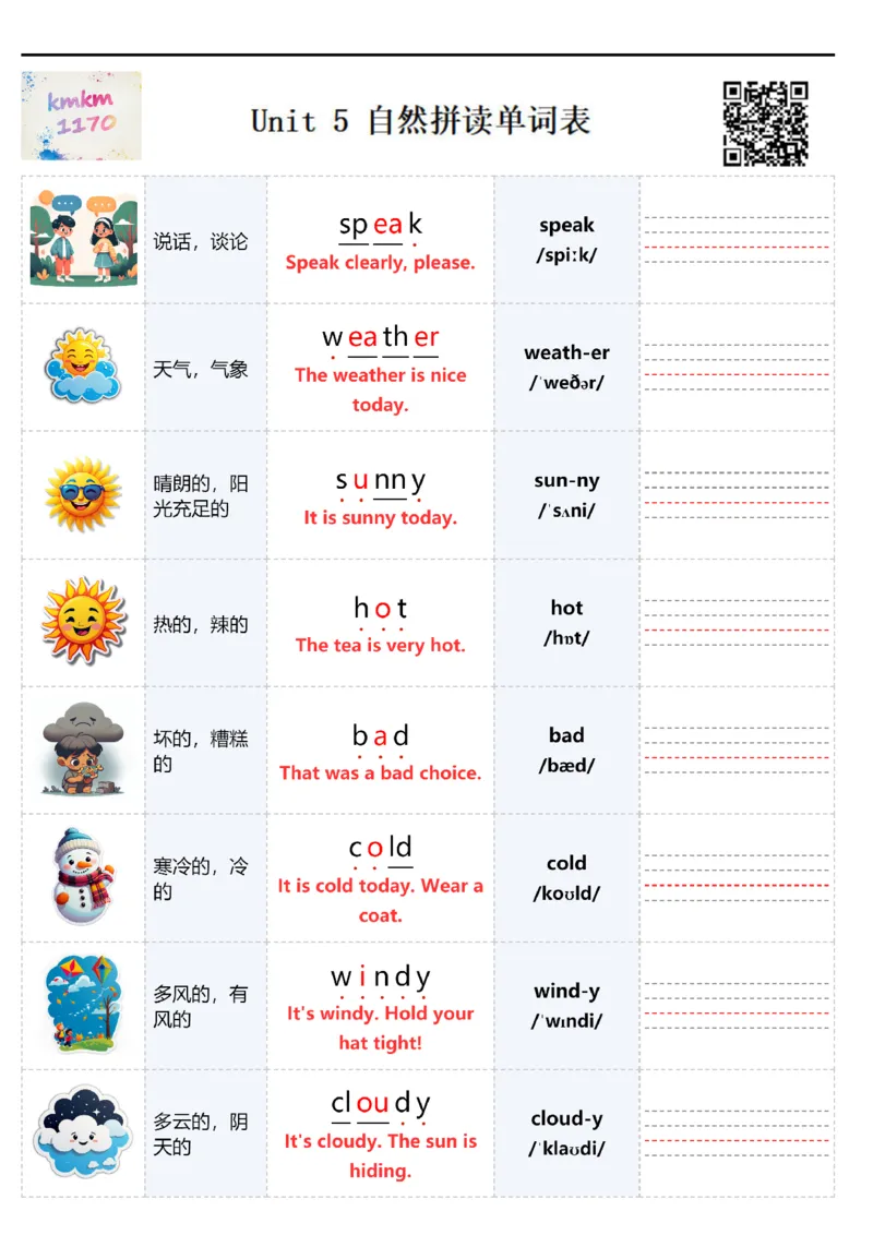 自然拼读单词表_4上-新英语人教PEP版（2025持续更新）_08单词表+字帖等_合并版