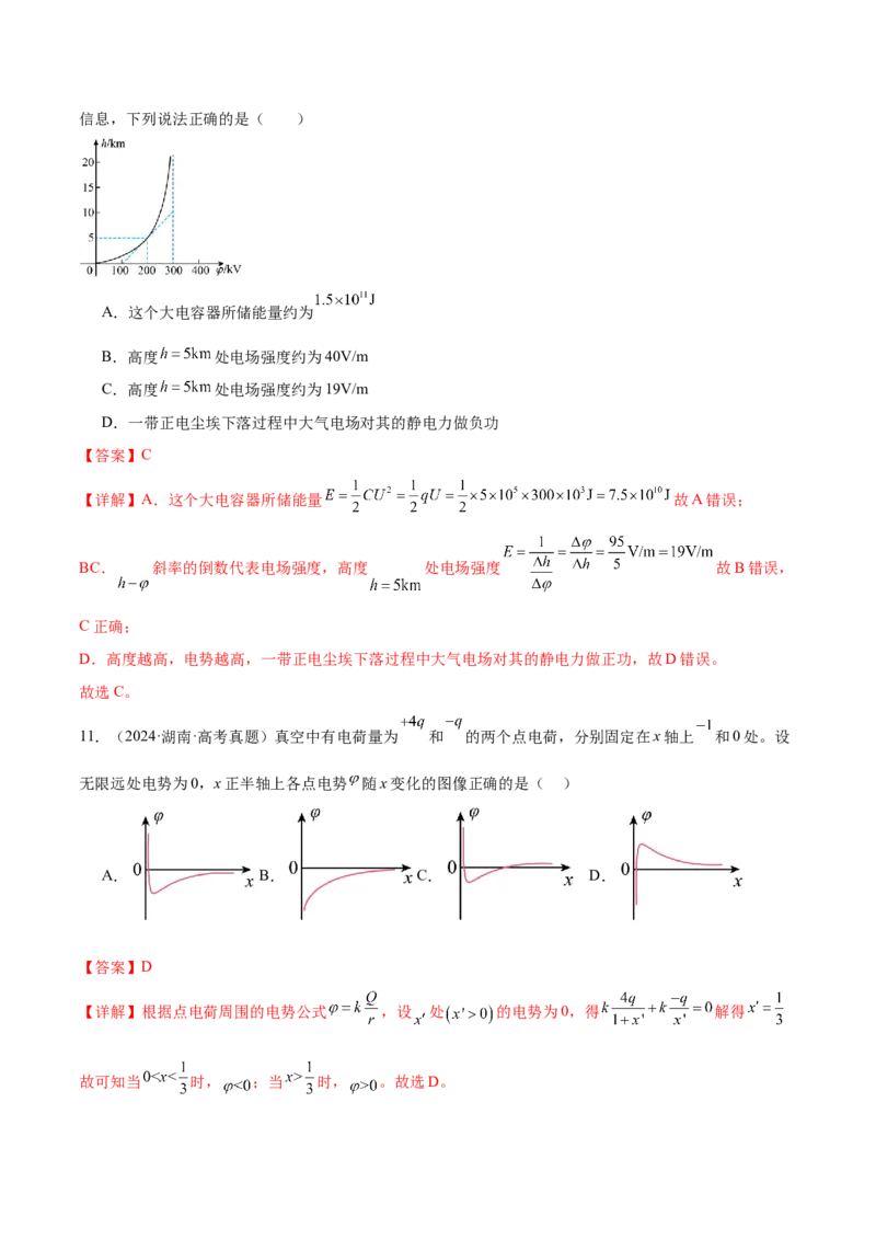 专题09电场带电粒子在电场中的运动（练习）（解析版）_03高考英语_2025年新高考资料_二轮复习_01高考语文等多个文件_上好课2025年高考物理二轮复习讲练测（新高考通用）