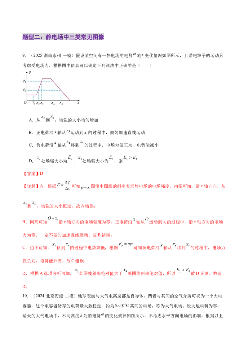 专题09电场带电粒子在电场中的运动（练习）（解析版）_03高考英语_2025年新高考资料_二轮复习_01高考语文等多个文件_上好课2025年高考物理二轮复习讲练测（新高考通用）