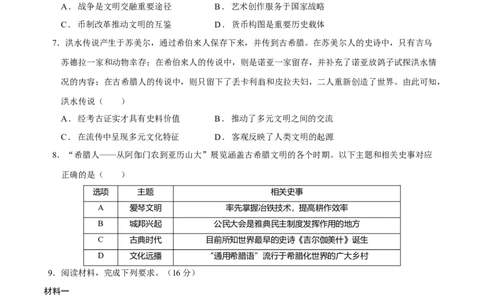 专题09多元共生&mdash;古代世界文明的多样性与区域扩展（练习）（原卷版）_07高考历史_2025年新高考资料_二轮复习_上好课2025年高考历史二轮复习讲练测（新高考通用）3379861