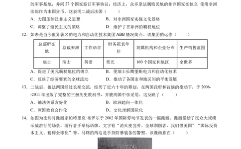 专题11第二次世界大战后：世界多元文明的竞争与发展（原卷版）_07高考历史_2025年新高考资料_一轮复习_2025年高考历史一轮复习讲练测（新教材新高考）（完结）_专题训练