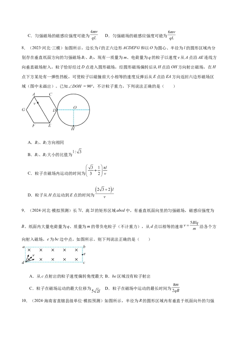 专题10磁场带电粒子在磁场中的运动（练习）（原卷版）_03高考英语_2025年新高考资料_二轮复习_01高考语文等多个文件_上好课2025年高考物理二轮复习讲练测（新高考通用）