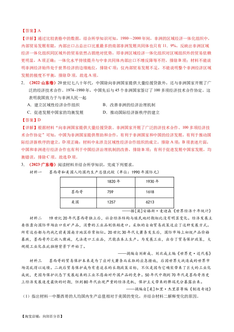 专题11世界殖民体系与亚非拉人民的抗争（练习）（解析版）_07高考历史_新高考复习资料_2024年新高考复习资料_二轮复习资料_2024年高考历史二轮复习讲练测（新教材新高考）_配套练习