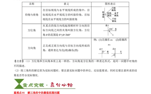 专题08解三角形及其应用（2知识点+3重难点+6方法技巧+5易错易混）（原卷版）_02高考数学_2025年新高考资料_一轮复习_上好课2025年高考数学一轮复习知识清单3246850