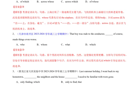 专题10定语从句（练习）（解析版）_03高考英语_2024年新高考资料_2.2024二轮复习_2024年高考英语二轮复习讲练测（新教材新高考）_第一部分语法知识