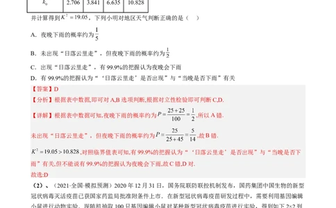 专题10统计案例（独立性检测与回归分析）（解析版）_02高考数学_通用版（老高考）复习资料_2023年复习资料_二轮复习