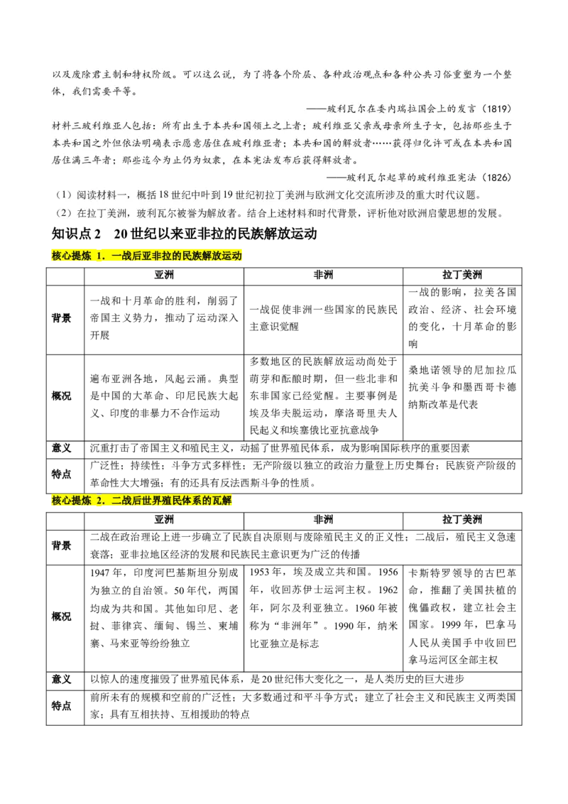 专题11世界殖民体系与亚非拉人民的抗争（讲义）（原卷版）_07高考历史_2024年新高考资料_2.2024二轮复习_2024年高考历史二轮复习讲练测（新教材新高考）