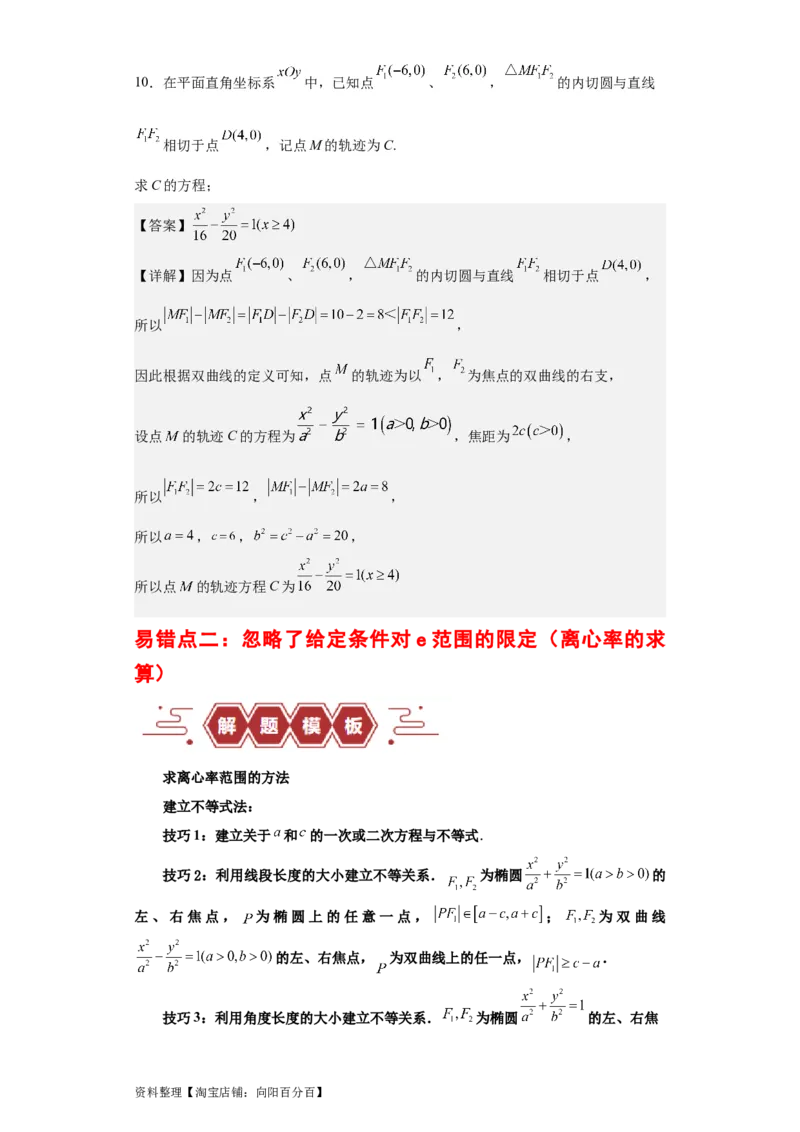 专题11圆锥曲线（4大易错点分析+解题模板+举一反三+易错题通关）-备战2024年高考数学考试易错题（新高考专用）（解析版）_02高考数学_新高考复习资料_2024年新高考资料_专项复习资料