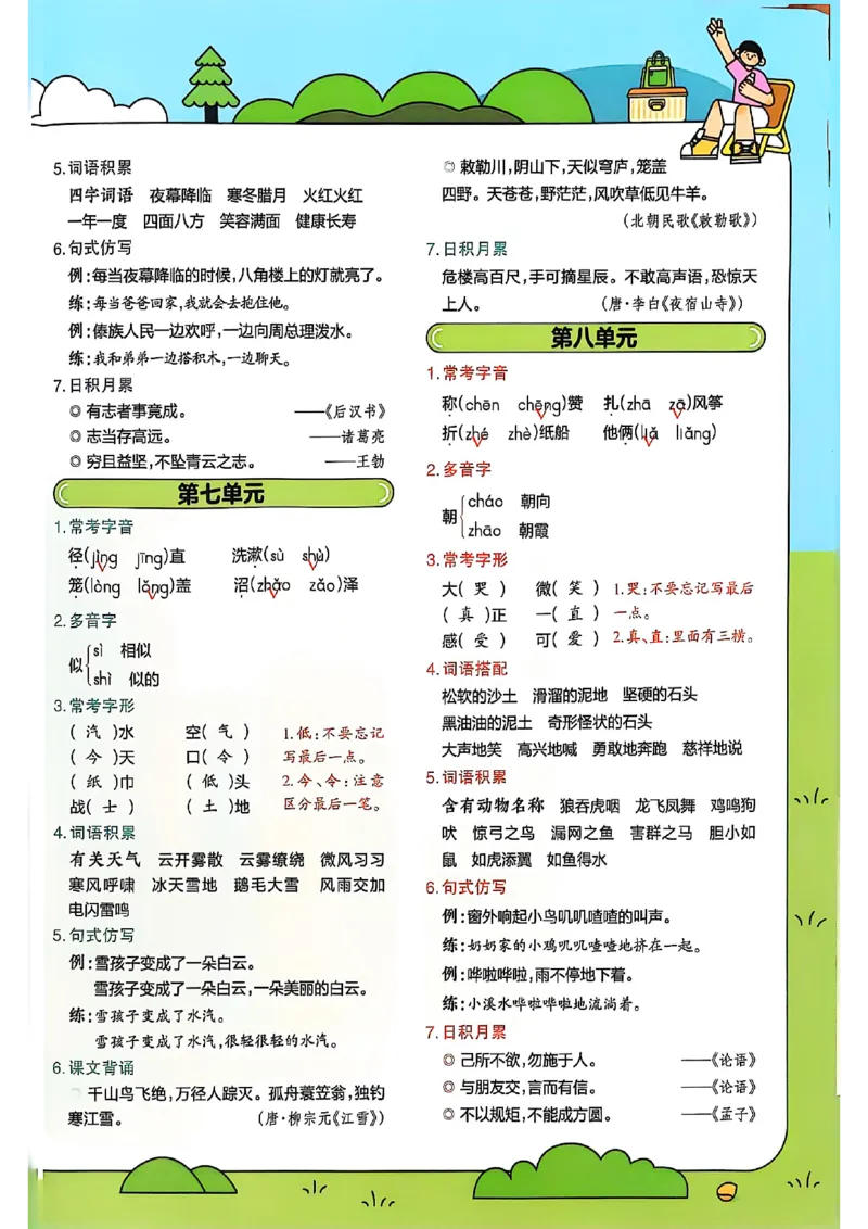 二年级语文人教版上册25秋《教材帮》期末知识挂图_25秋《教材帮练习帮》系列_25秋1-5年级语文上册《教材帮》（完整版）_二年级语文人教版上册25秋《教材帮》