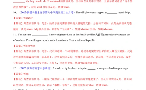 专题10名词性从句（练习）（解析版）_02高考数学_2025年新高考资料_二轮复习_01高考语文等多个文件_上好课2025年高考英语二轮复习讲练测（新高考通用）_第三部分语法知识