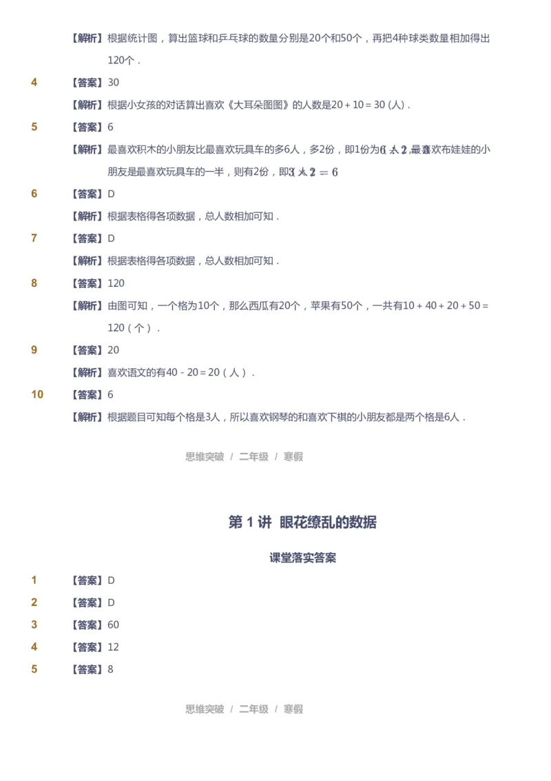 课本+自我巩固+课堂落实（答案）_《爱学习》小学初中数学和奥数资料_高斯数学爱学习课件_3奥数思维突破_高斯爱学习思维突破奥数1-6阶四季版12年级_2年级思维突破春秋寒暑课件