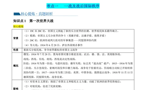 专题13世界大战与世界格局的演变（讲义）（原卷版）_07高考历史_2024年新高考资料_2.2024二轮复习_2024年高考历史二轮复习讲练测（新教材新高考）