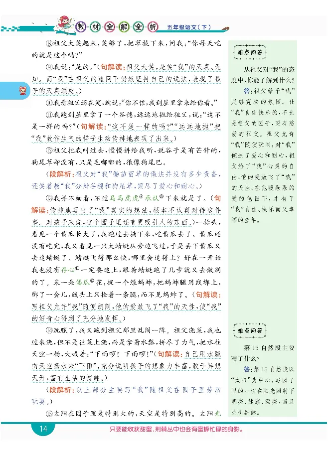 小学教材全解全析-语文5下_《教材全解》小学1-6年级_《小学教材全解全析》_1-6年级下册_语文