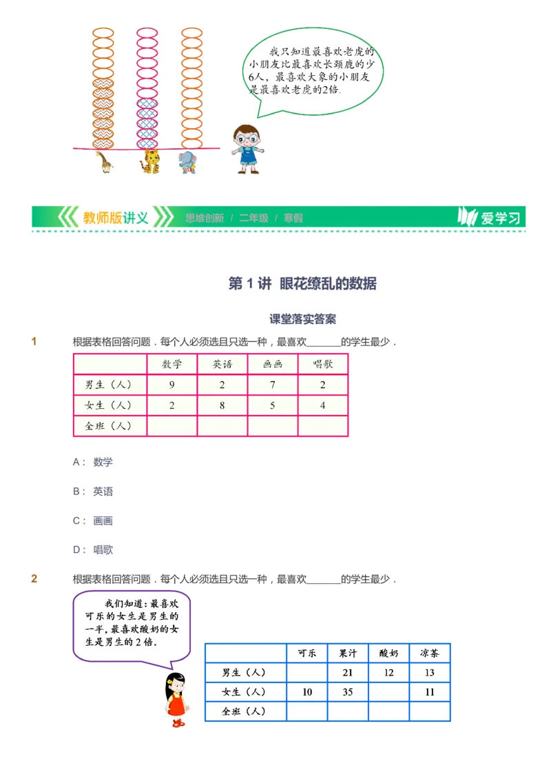课本+自我巩固+课堂落实_《爱学习》小学初中数学和奥数资料_高斯数学爱学习课件_4奥数思维创新_二年级高斯数学思维创新_寒高斯数学2阶思维创新