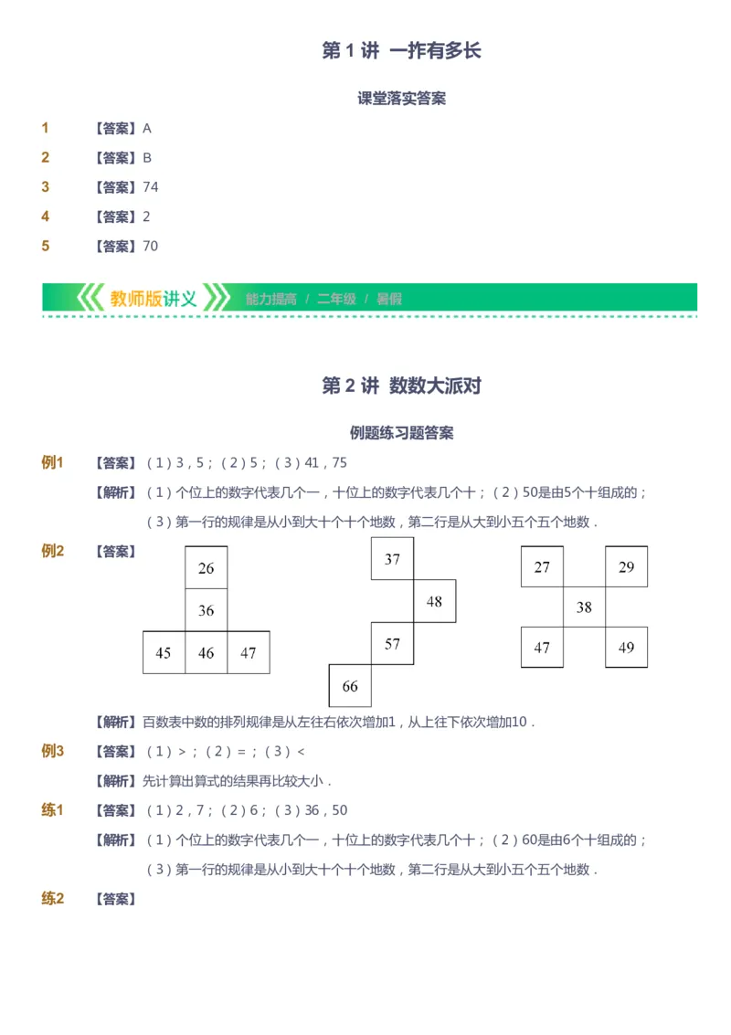 课本+自我巩固+课堂落实（答案）-gs_《爱学习》小学初中数学和奥数资料_高斯数学爱学习课件_1人教小学能力提高_2年级能力提高春秋寒暑课件_暑高斯数学2阶能力提高-gs出品
