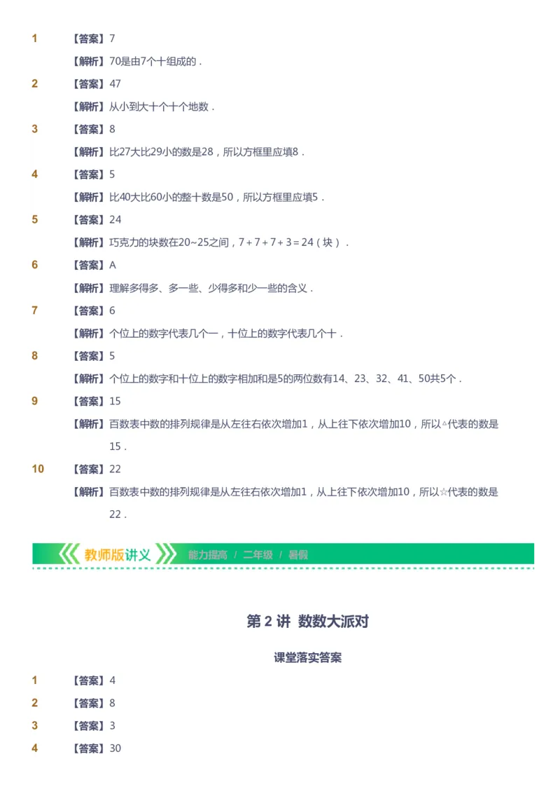 课本+自我巩固+课堂落实（答案）-gs_《爱学习》小学初中数学和奥数资料_高斯数学爱学习课件_1人教小学能力提高_2年级能力提高春秋寒暑课件_暑高斯数学2阶能力提高-gs出品