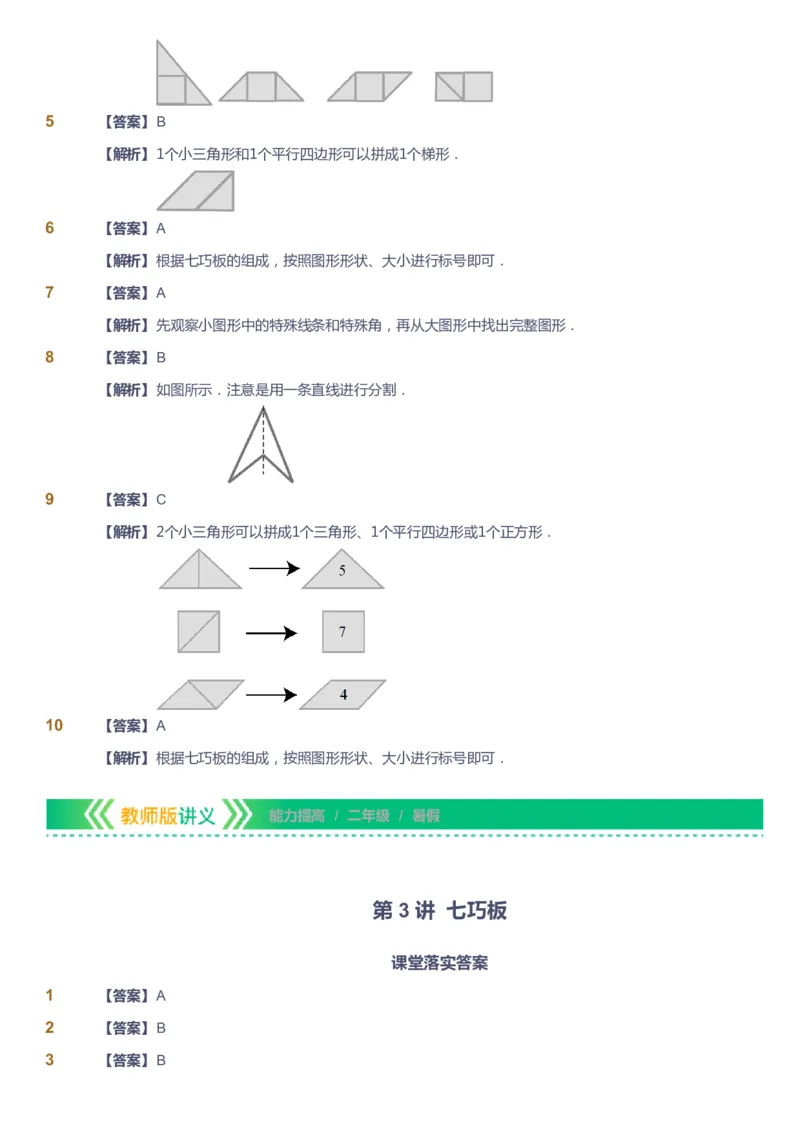 课本+自我巩固+课堂落实（答案）-gs_《爱学习》小学初中数学和奥数资料_高斯数学爱学习课件_1人教小学能力提高_2年级能力提高春秋寒暑课件_暑高斯数学2阶能力提高-gs出品