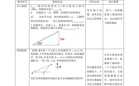 1.5三角函数的应用教学设计_北师大初中数学_9下-北师大版初中数学_02课件_精品课件（第1套）配套教案_教案