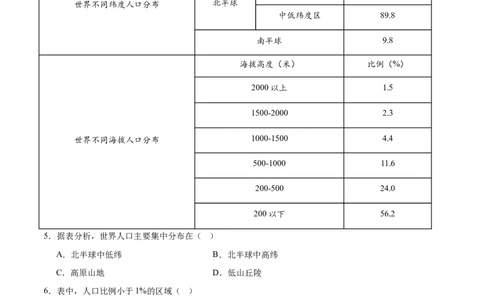 专题07人口、资源、环境与发展问题（测试）（原卷版）_02中考总复习（2026版更新中）_09-地理-中考总复习_2025中考地理复习资料_2025中考二轮课件ppt+讲义+练习地理_测试