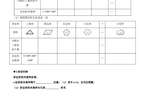 1.1三角形内角和定理（第3课时多边形的内角和）（导学案）（原卷版）_北师大初中数学_8下-北师大版初中数学_2026春新版_第二套-东方_3导学案