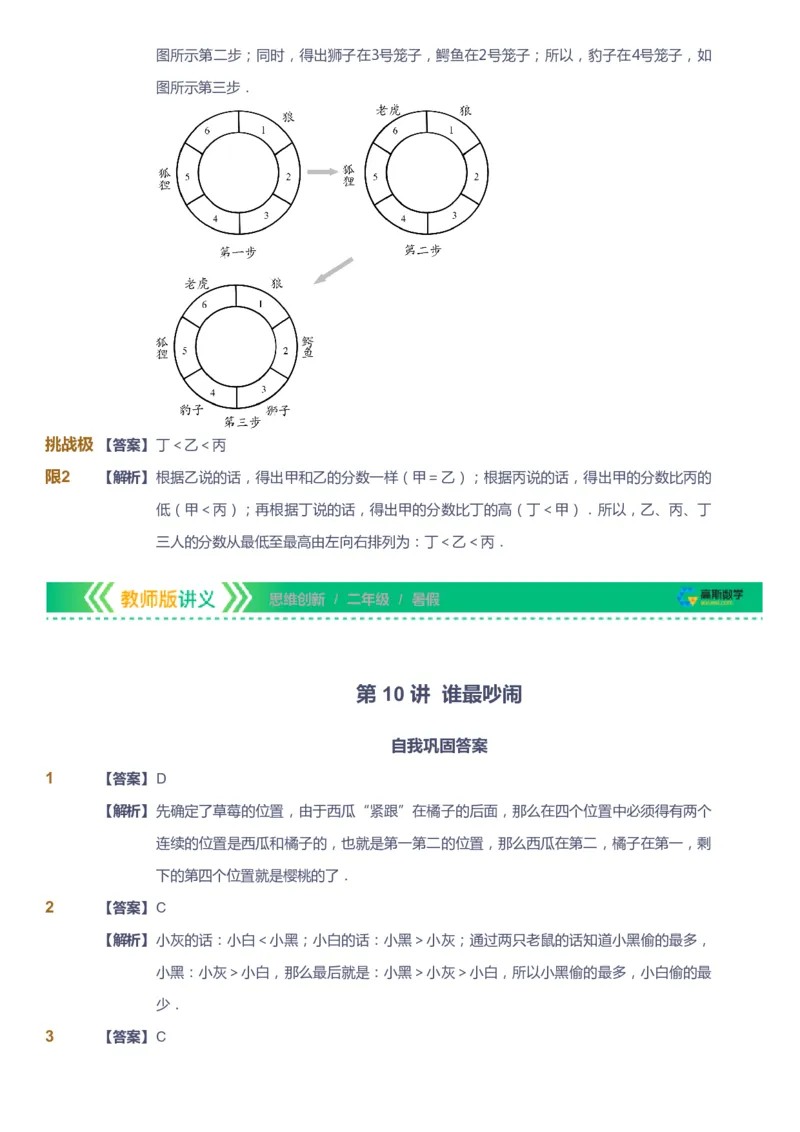课本+自我巩固+课堂落实（答案）_《爱学习》小学初中数学和奥数资料_高斯数学爱学习课件_4奥数思维创新_二年级高斯数学思维创新_暑高斯数学2阶思维创新